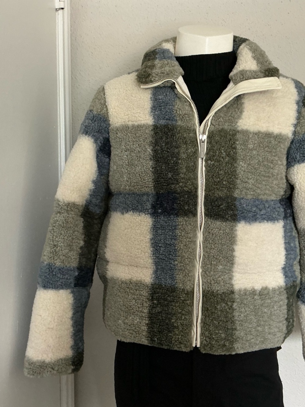 BearPaw Cream Sherpa Jacket with Brown Patch